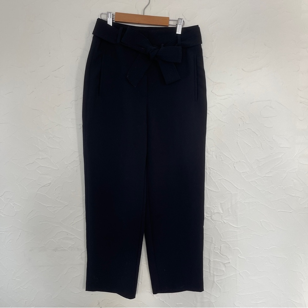 Wilfred Tie Front High Waisted Polyester Belted Pant. Black. Size 8